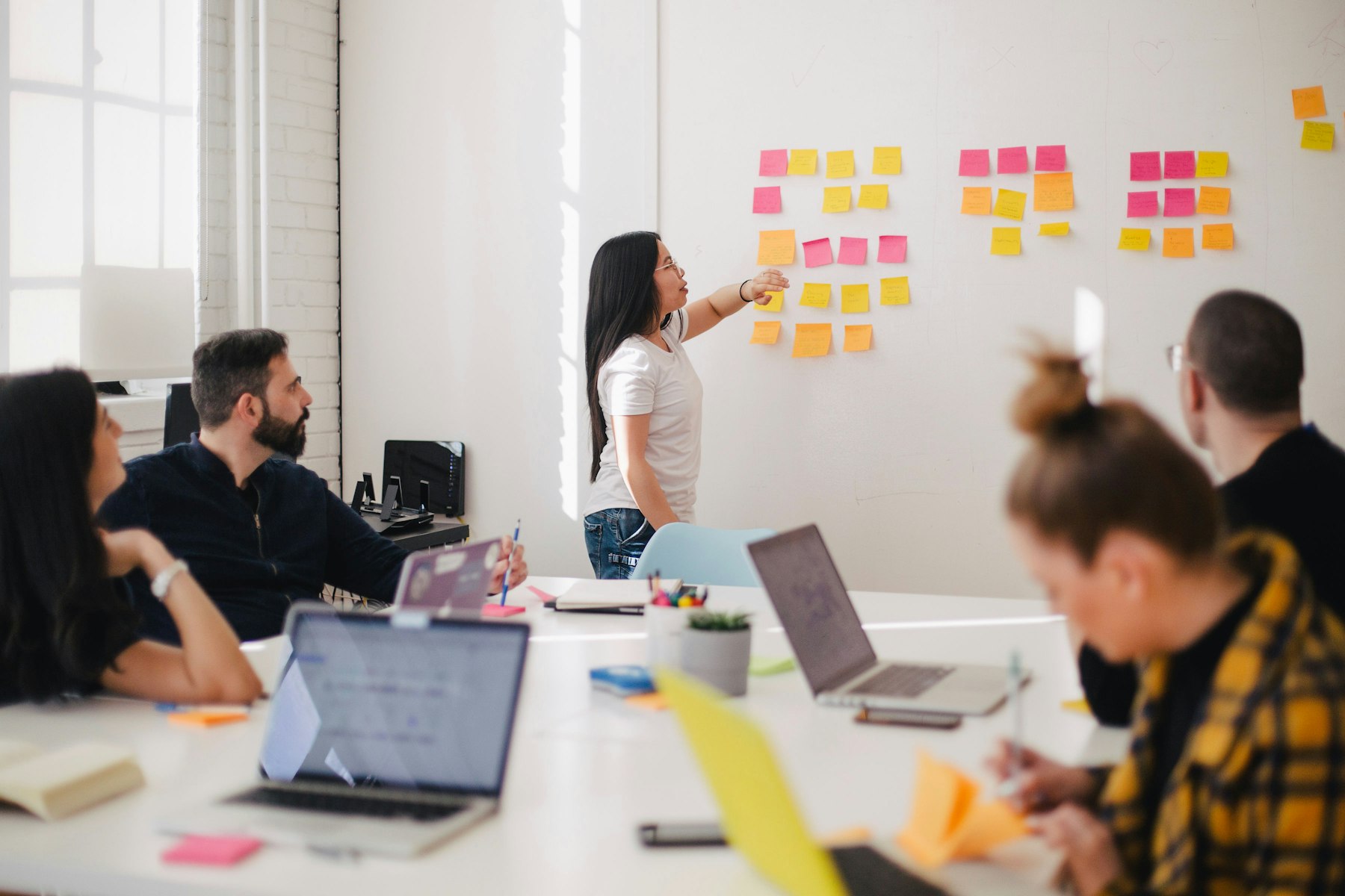 Team reviewing plans in a working session